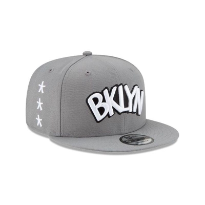 Grey Brooklyn Nets Hat - New Era NBA Statement Edition 9FIFTY Snapback Caps USA9054213